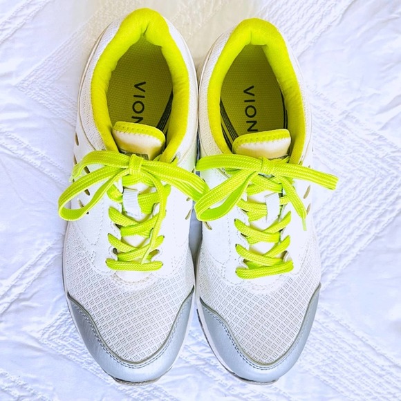 NEW Vionic Venture Walking Sneakers Neon Yellow Lime Green White ortho Shoes 6 - Picture 2 of 9